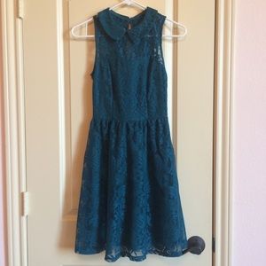 Peacock green lace dress